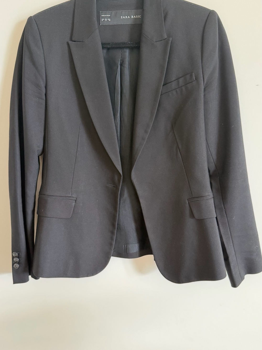 Zara Black Slim-Fit Tailored Blazer